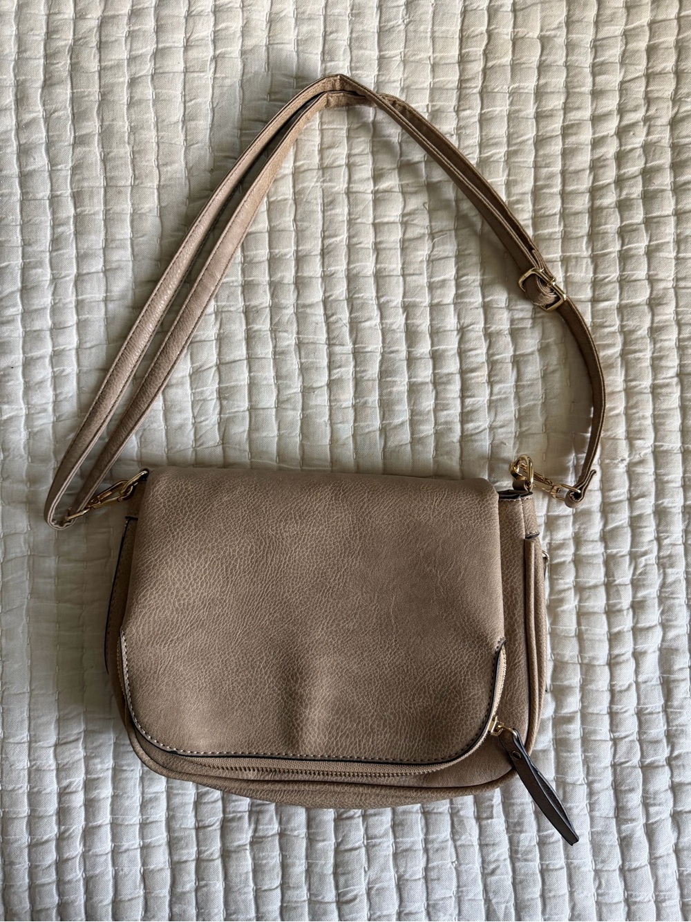 Forever 21 Taupe Crossbody Bag with Gold Hardware